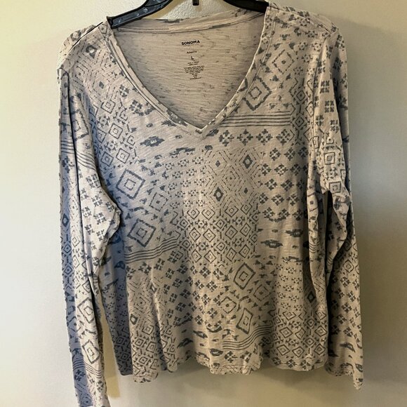 Sonoma Tops - Sonoma Adaptive V Neck Blue Long Sleeved Shirt Large